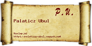 Palaticz Ubul névjegykártya